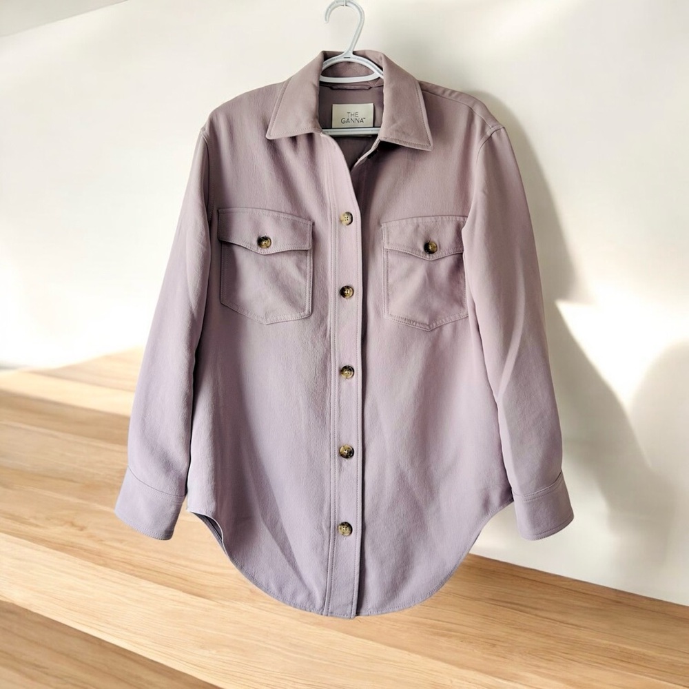 Aritzia Wilfred The Ganna Shirt Jacket Womens Sz XS Purple Shacket Casual Fall